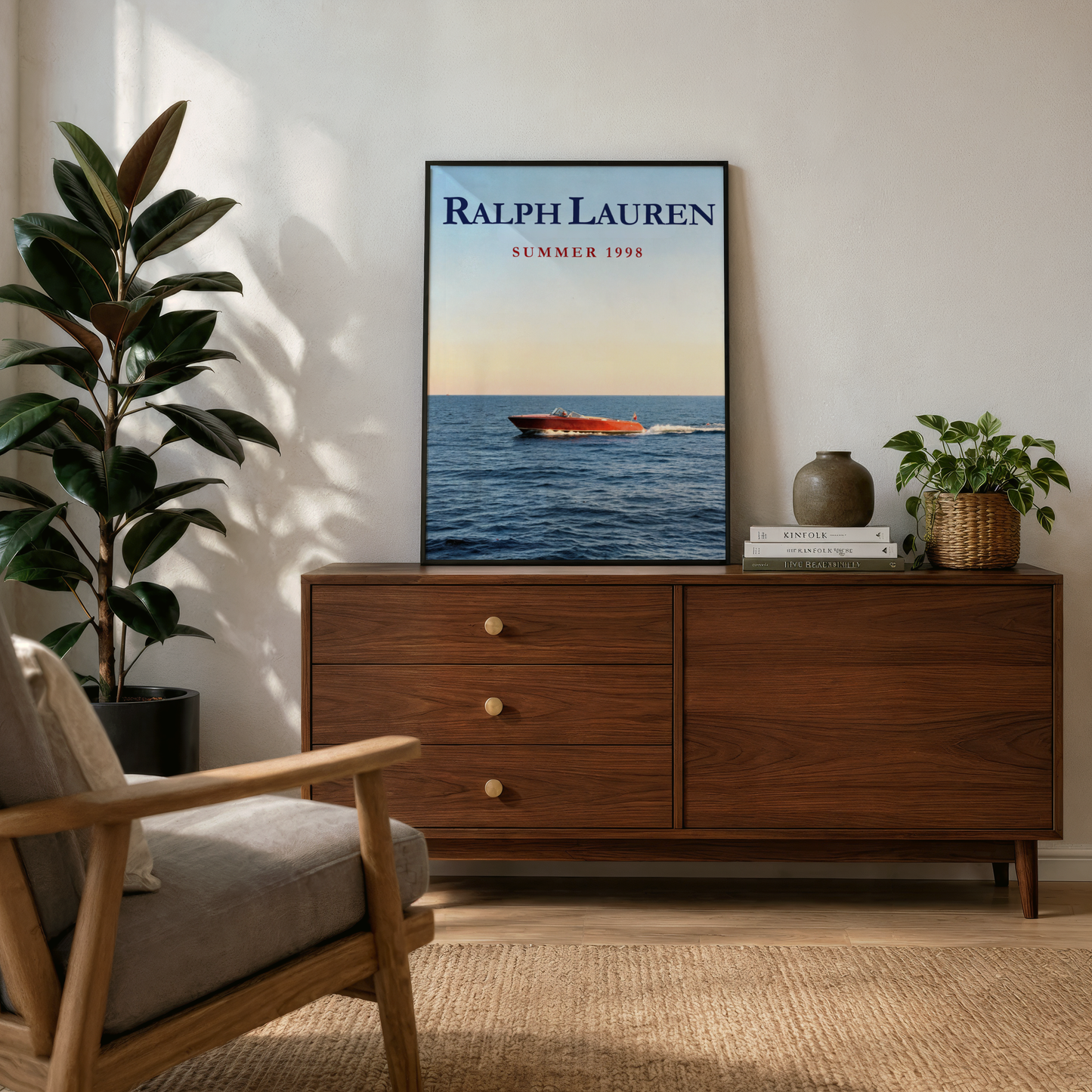 Vintage Speedboat Print — Classic Nautical Wall Art