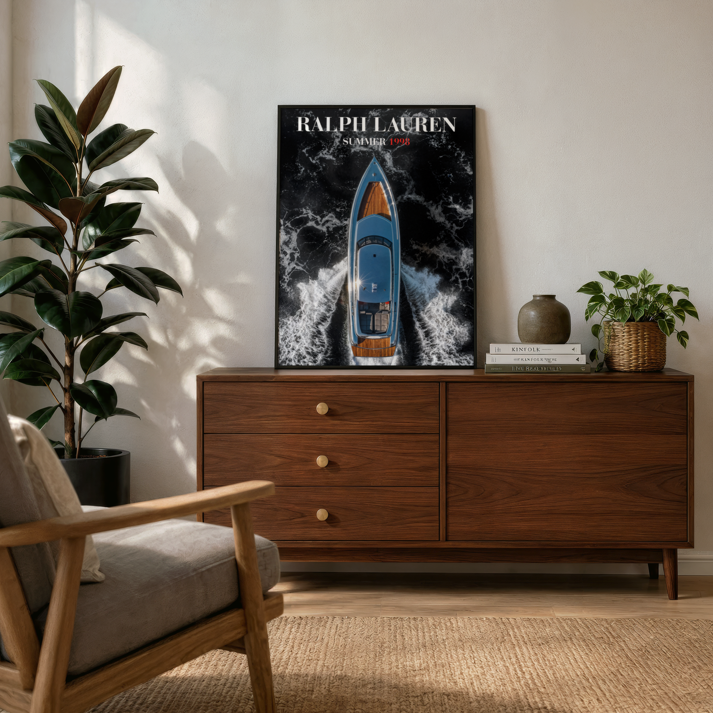 Luxury Yacht Sailboat Print — Vintage Nautical Wall Art