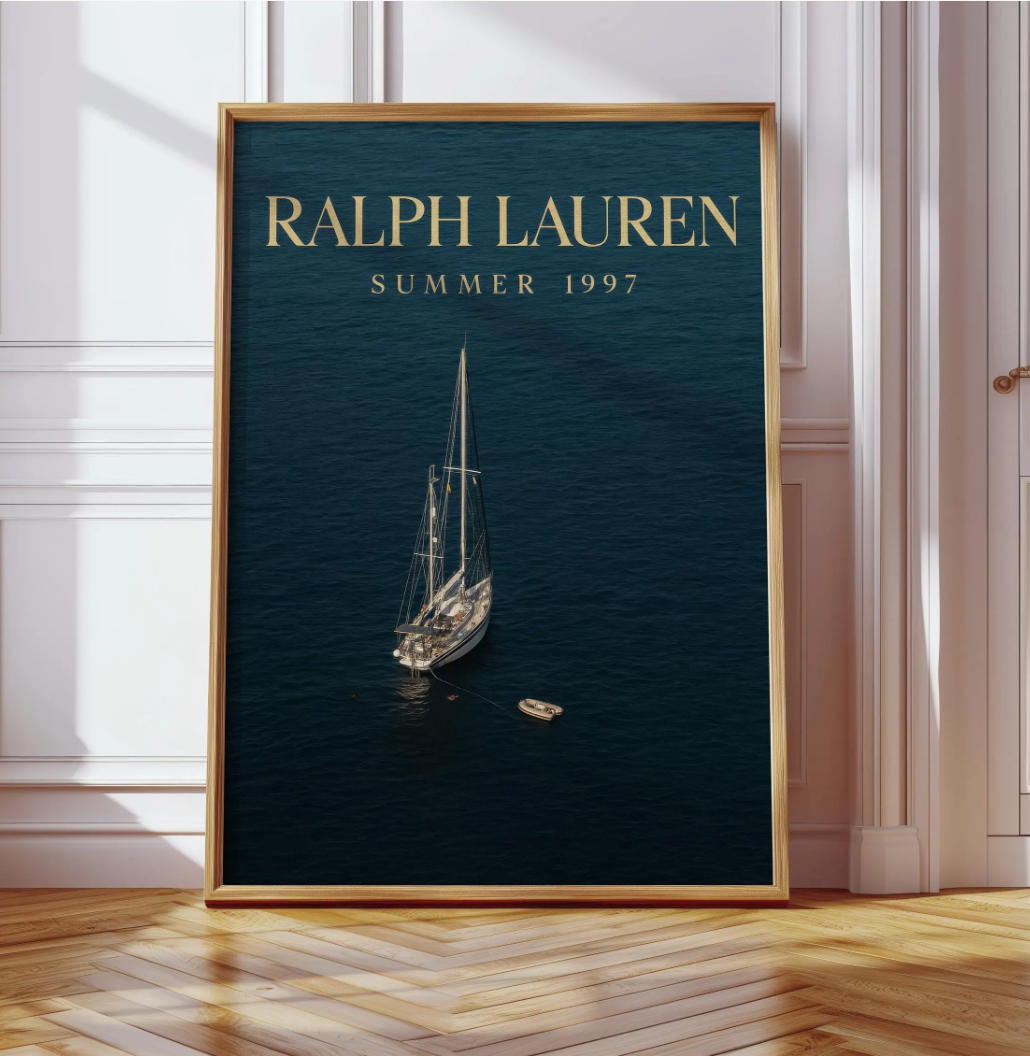 Aerial Sailboat Print — Vintage Nautical Wall Art