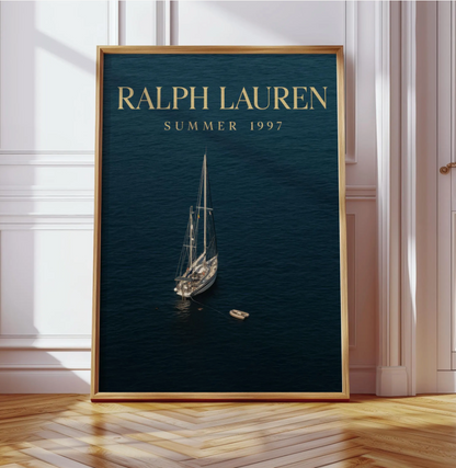Aerial Sailboat Print — Vintage Nautical Wall Art