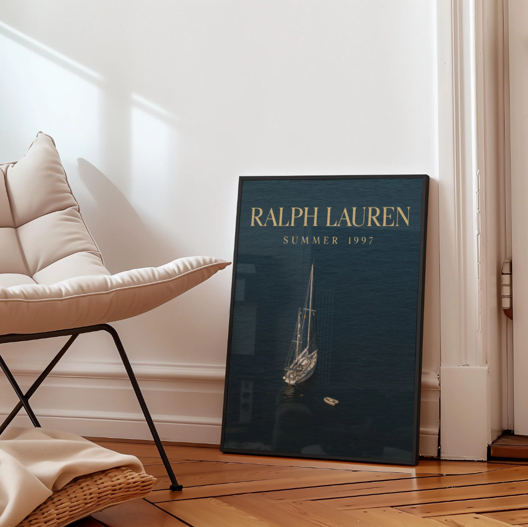Aerial Sailboat Print — Vintage Nautical Wall Art