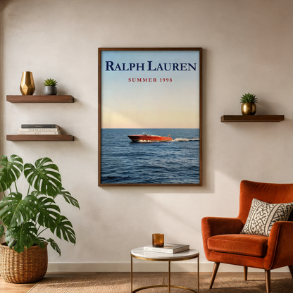 Vintage Speedboat Print — Classic Nautical Wall Art